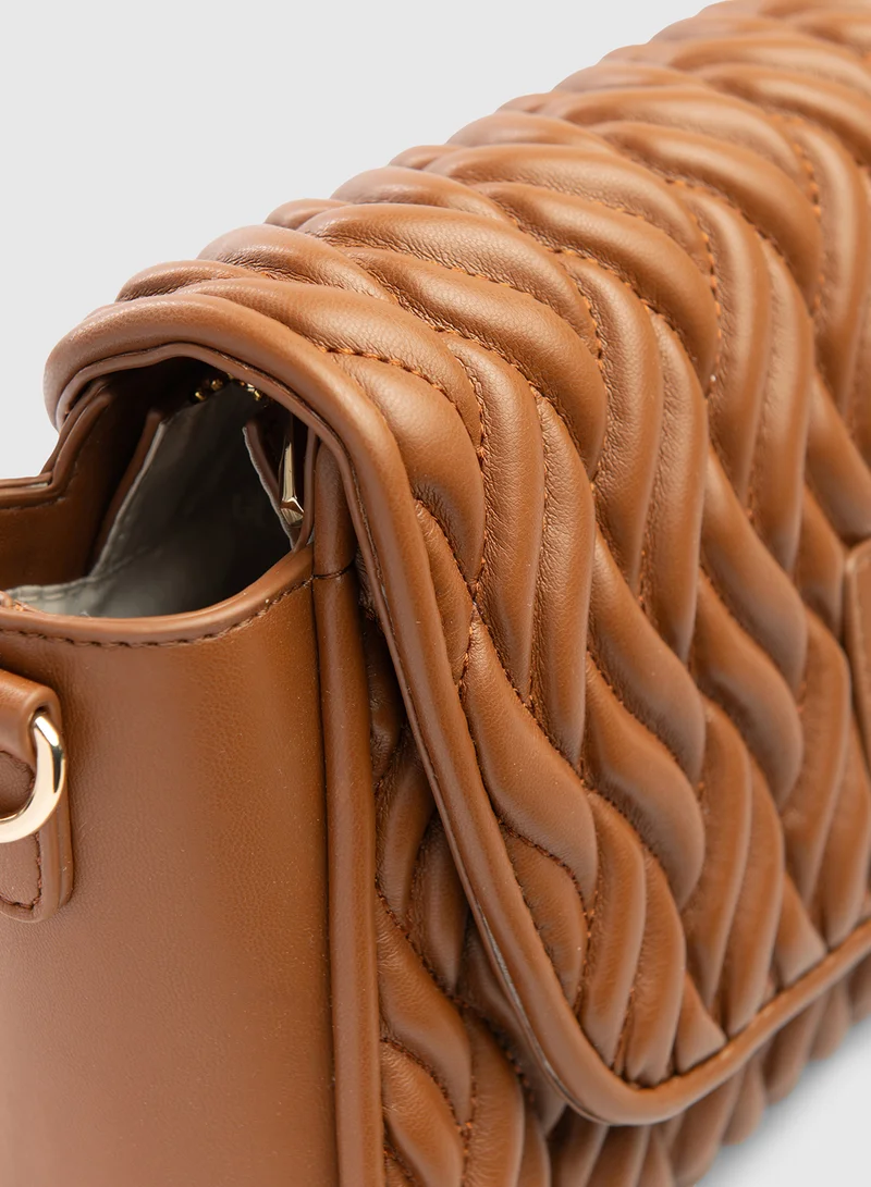 BEVERLY HILLS POLO CLUB Textured Quilted Flap Crossbody Bag