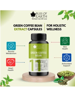 BLISS OF EARTH Green Coffee Bean Extract Capsules & Spirulina Supplement Capsules 500gm 60 Veg Capsules Green Superfood For Energy & Detox  - Image 2