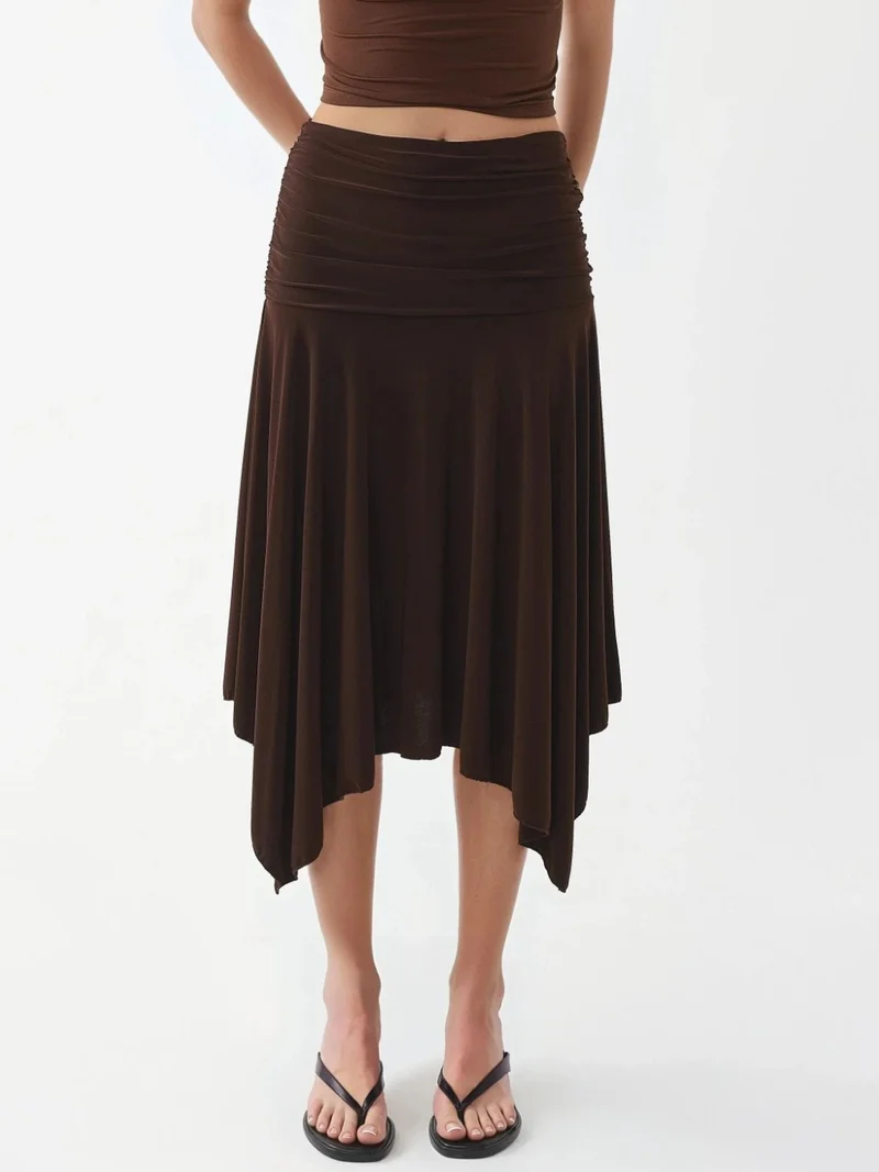 Busem BUSEM Asymmetrical Midi Skirt with Drape Detail
