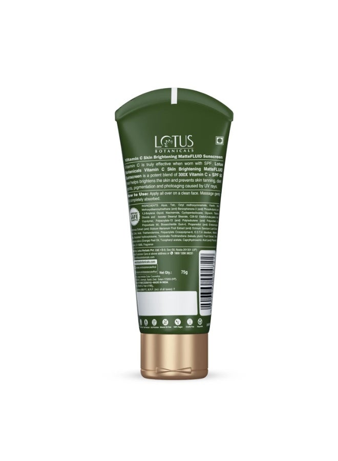 Lotus Botanicals Vitamin C Skin Brightening MatteFluid Sunscreen | SPF 50 | PA+++ | 100x Vitamin C | Protects from Sun, UV Rays | Brightens Skin | No White Cast | Water Resistant | No Preservatives  - Image 2