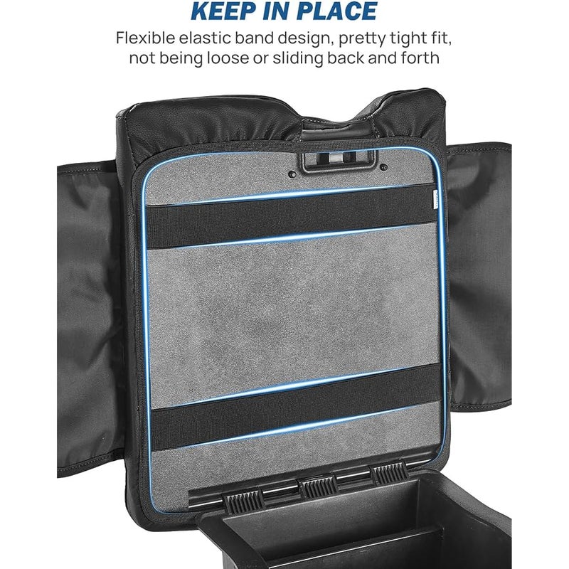 JOYTUTUS Center Console Cover Compatible with 2015-2024 F150, 2017-2024 F250 F350 F450 with 40/20/40 Jump Seat, Leather Armrest Cover Center Console Cushion with Side Pockets (Jump Seat Only) (Black) - Image 4