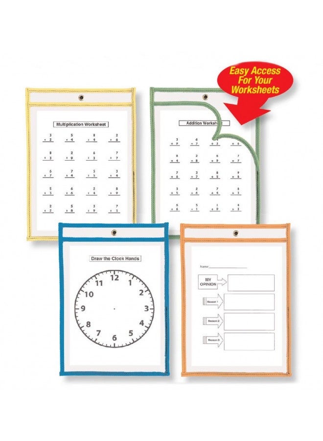 Charles Leonard Reusable Clear Dry Erase Pockets Class Pack, Includes 10 Each Of Pockets/Markers/Cloth Erasers (29130) - Image 1