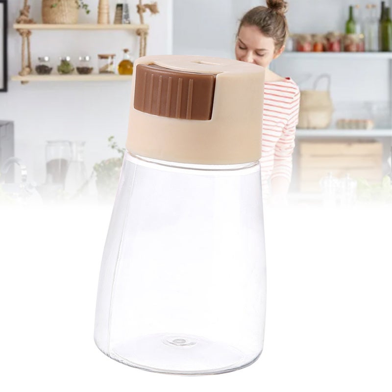 Salt Shaker: 1 Beige Food Grade Plastic Press-Type - Quantitative Dispensing Multifunctional Seasoning Bottle for Home Kitchen Culinary Use - Image 4
