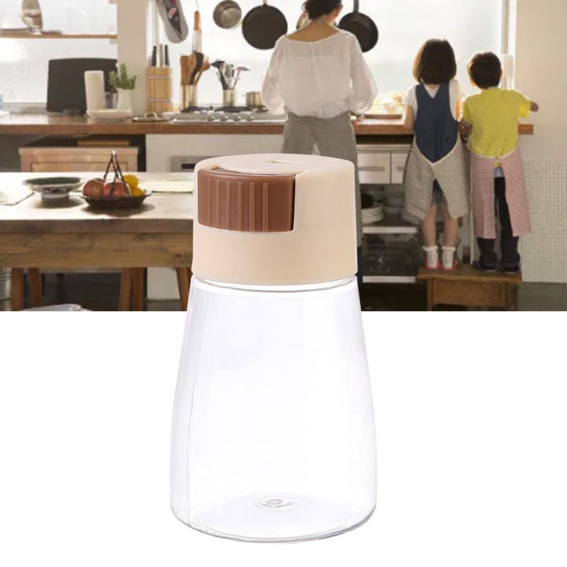Salt Shaker: 1 Beige Food Grade Plastic Press-Type - Quantitative Dispensing Multifunctional Seasoning Bottle for Home Kitchen Culinary Use - Image 3