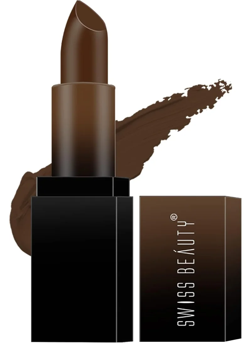 سويس بيوتي Swiss Beauty Hd Matte Pigmented Smudge Proof Lipstick | Creamy Matte Long Stay Lipstick | Coffee, 3.4g