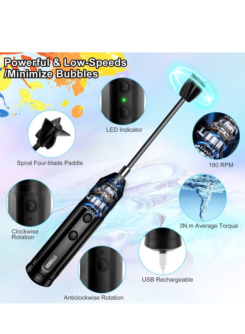 SYOSI Epoxy Resin Mixer, Handheld Rechargeable Powerful and Slow Motor for Epoxy Resin with 2pcs Epoxy Mixer Paddles, Silicone, Paint Mixing, Without Bubbles DIY Crafts Jewelry Resin Casting - Image 4