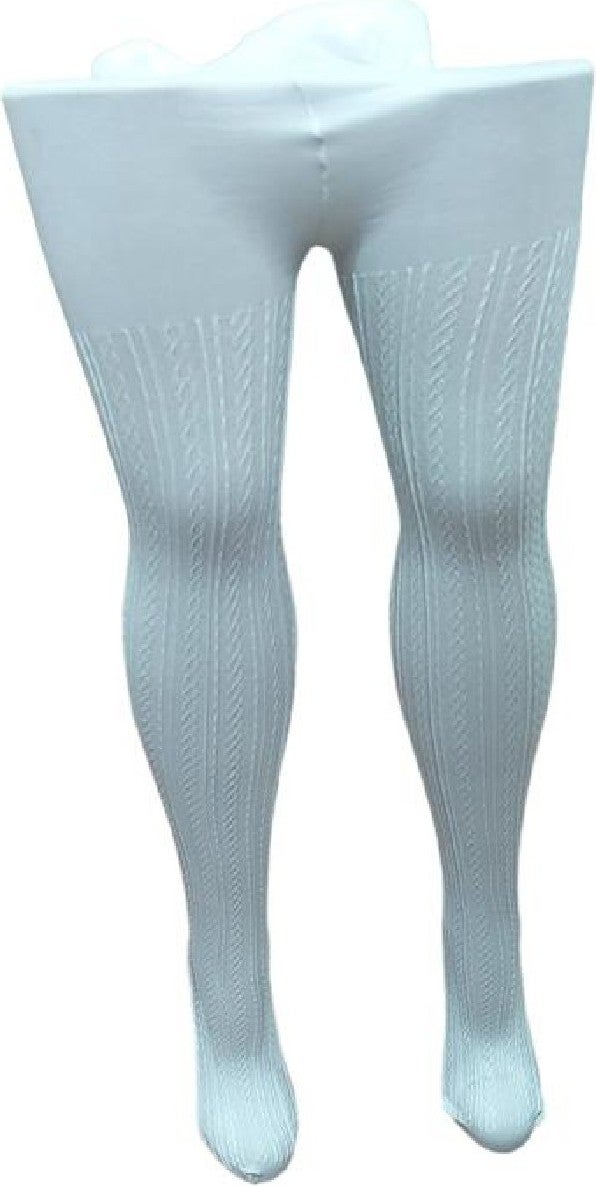 SAKS Micro 70 Chain Patterned Kids White Tights  - Image 2