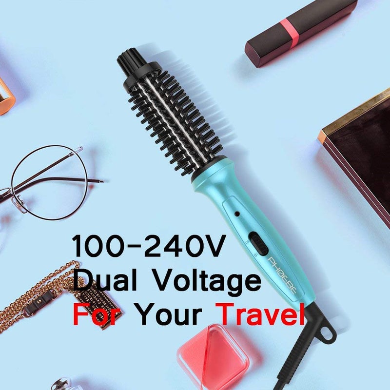 PHOEBE Mini Curling Iron PHOEBE 3/4 Inch Dual Voltage Ceramic Tourmaline Ionic Hot Curler Brush with Traveling Bag for Europe, Professional, Travel for Short Hair - Image 4
