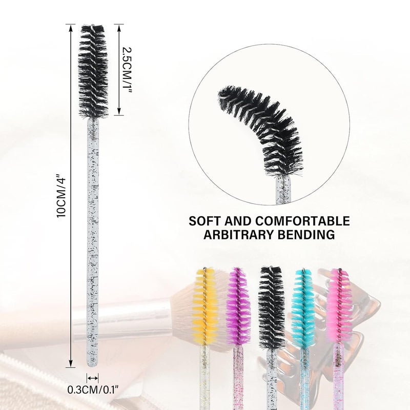 g2plus 100PCS Crystal Eyelash Mascara Brushes Wands Applicator Makeup Kits, Mascara Wands Lash Spoolies for Eyelash Extensions and Eyebrow Brush (Multi-colored) - Image 2
