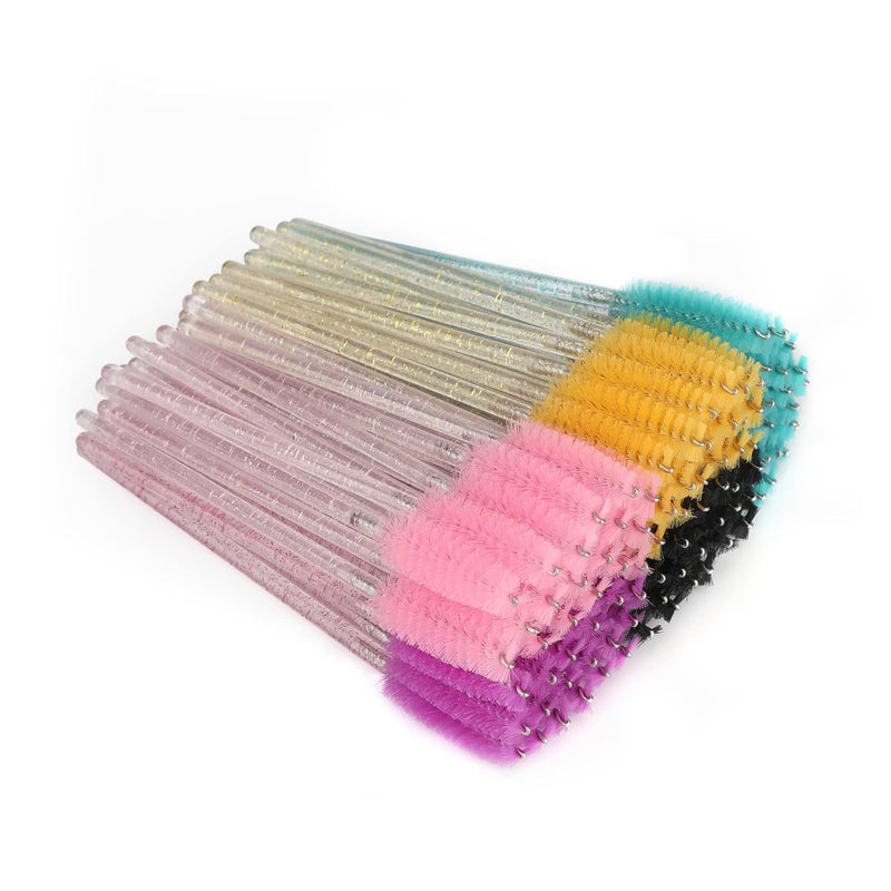 g2plus 100PCS Crystal Eyelash Mascara Brushes Wands Applicator Makeup Kits, Mascara Wands Lash Spoolies for Eyelash Extensions and Eyebrow Brush (Multi-colored) - Image 3