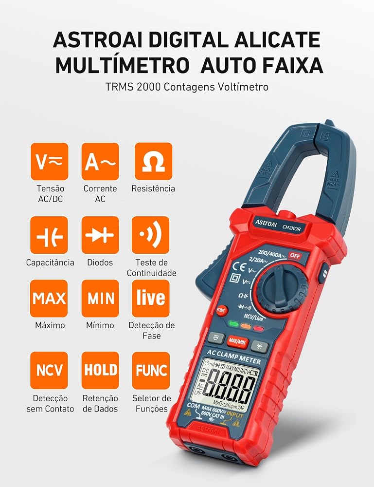 AstroAI Clamp Meter Digital Multimeter 2000 Counts Amp Voltage Tester - Image 2