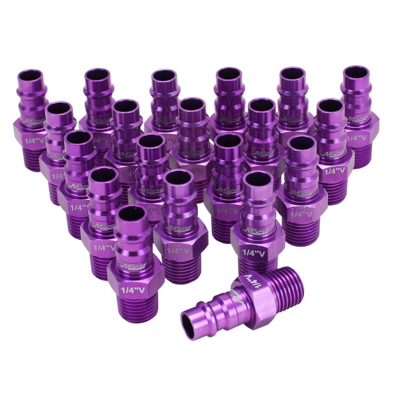 Milton 760VC-20 ColorFit HighFlowPRO Plugs, V-style Purple, 1/4" NPT Male, Box of 20 - Image 2