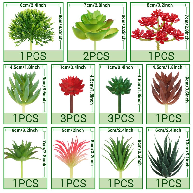 QUOZUO Artificial Succulents Plants, 16pcs Fake Succulents Plant for DIY Home Floral Wall Garden Office Party Decoration Colorful (Unpotted) - Image 2