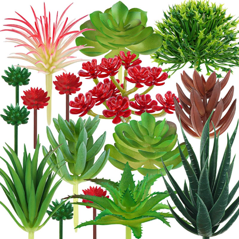 QUOZUO Artificial Succulents Plants, 16pcs Fake Succulents Plant for DIY Home Floral Wall Garden Office Party Decoration Colorful (Unpotted) - Image 1