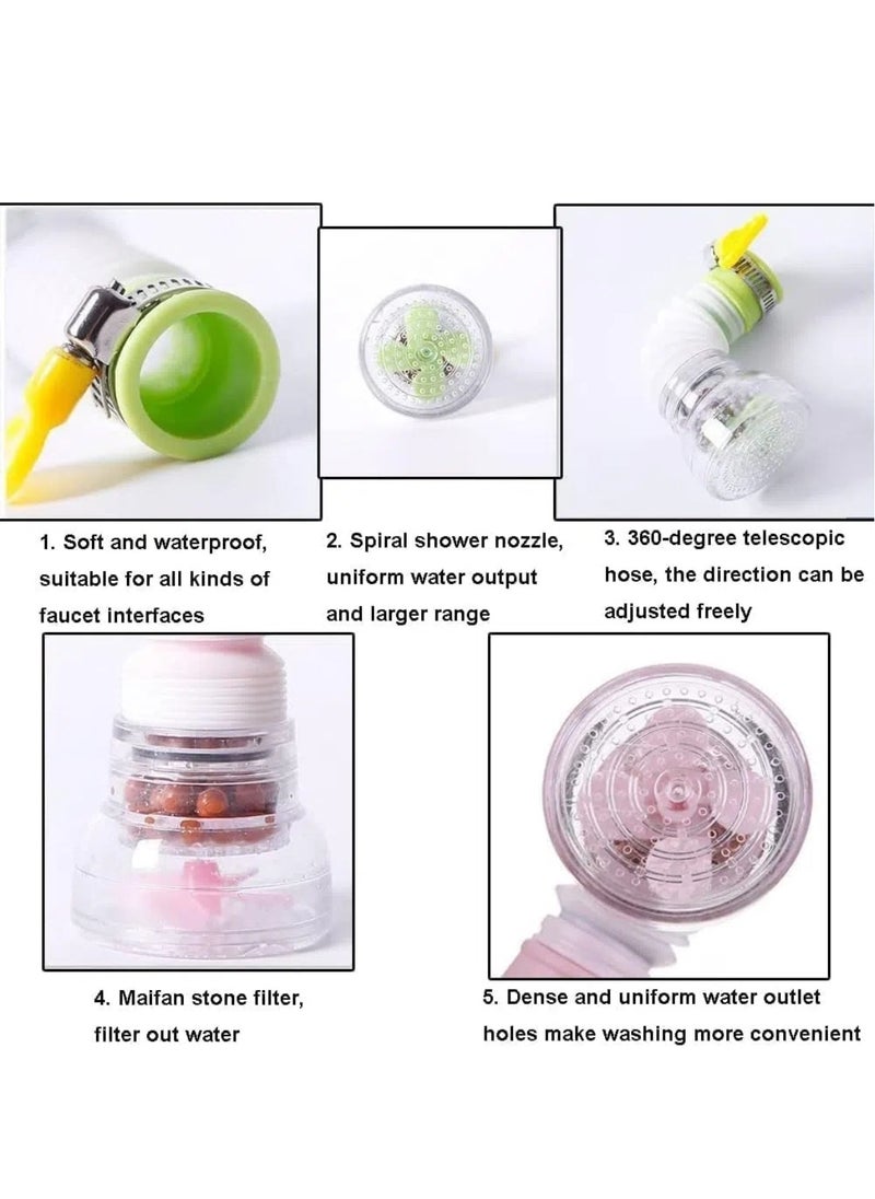2-Pack 360 Degree Rotating Faucet Aerator Telescopic Anti-Splash Water- Saving Tap Sprayer, Tap Nozzle with Filter Tip Faucet Adapter for Kitchen Bathroom Faucet Parts(Random Color)