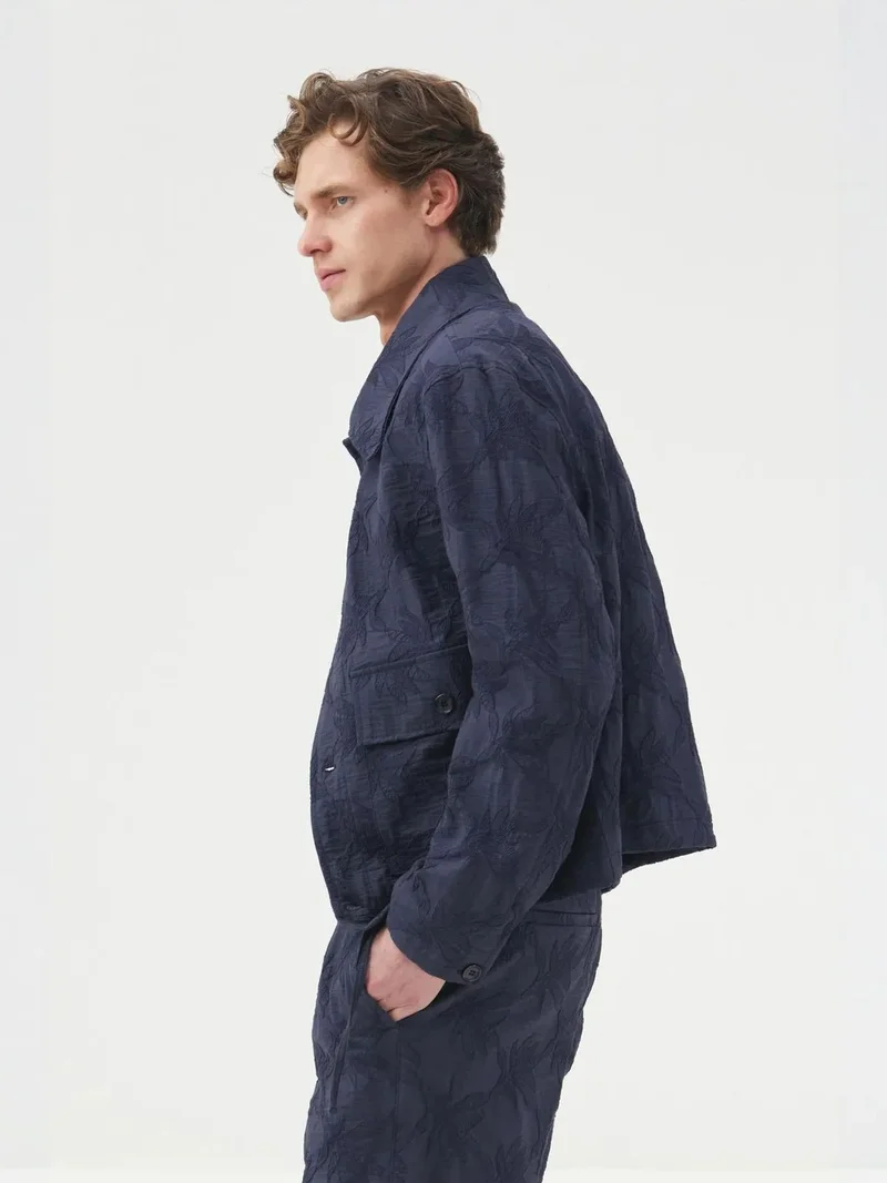 جيستو GIESTO Jacquard Patterned Button Closure Jacket