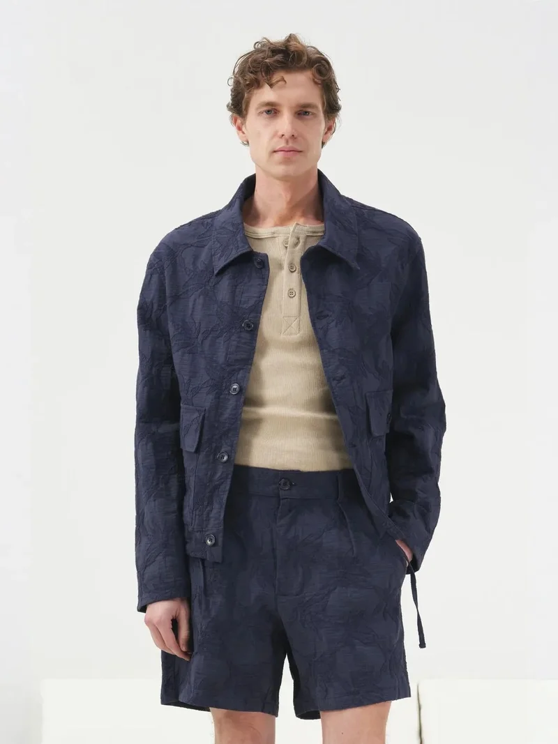 جيستو GIESTO Jacquard Patterned Button Closure Jacket