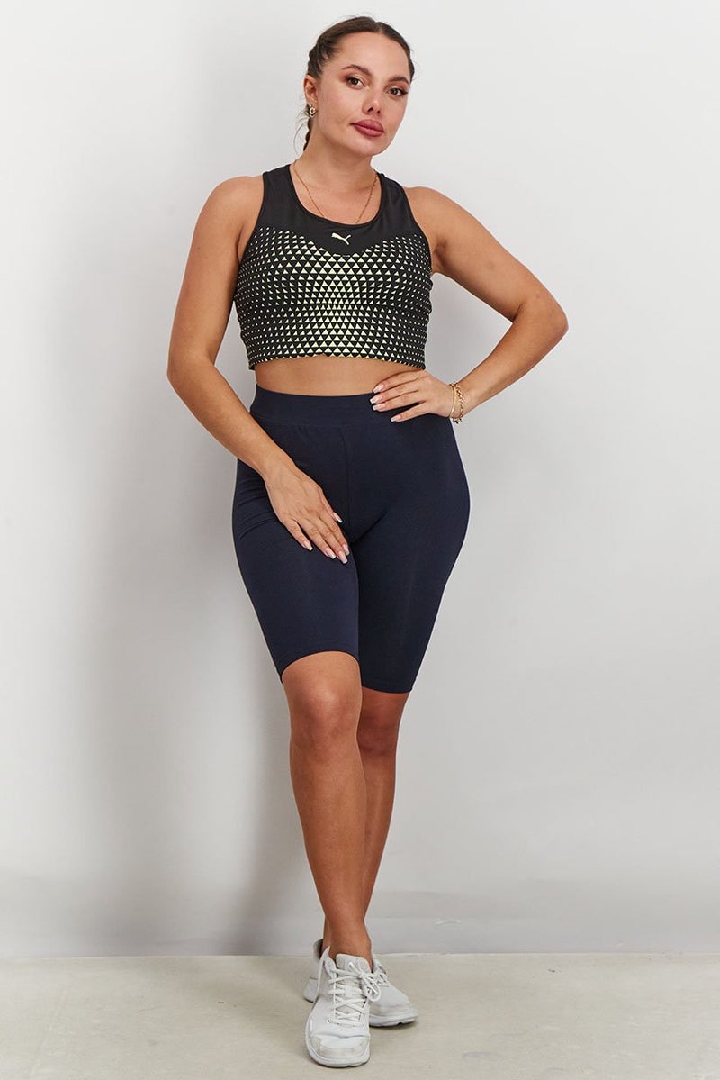 PUMA Women Padded Printed Sportwear Bra, Black and Yellow  - Image 4