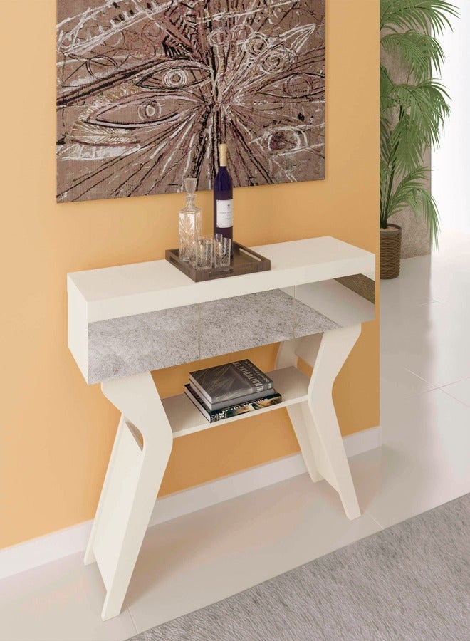 Pilati Console Table Simple Sofa Table Home Coffee Corner Display Entryway Table For Couch Hallway Entrance Living Room120x80x33cmWhite - Image 1