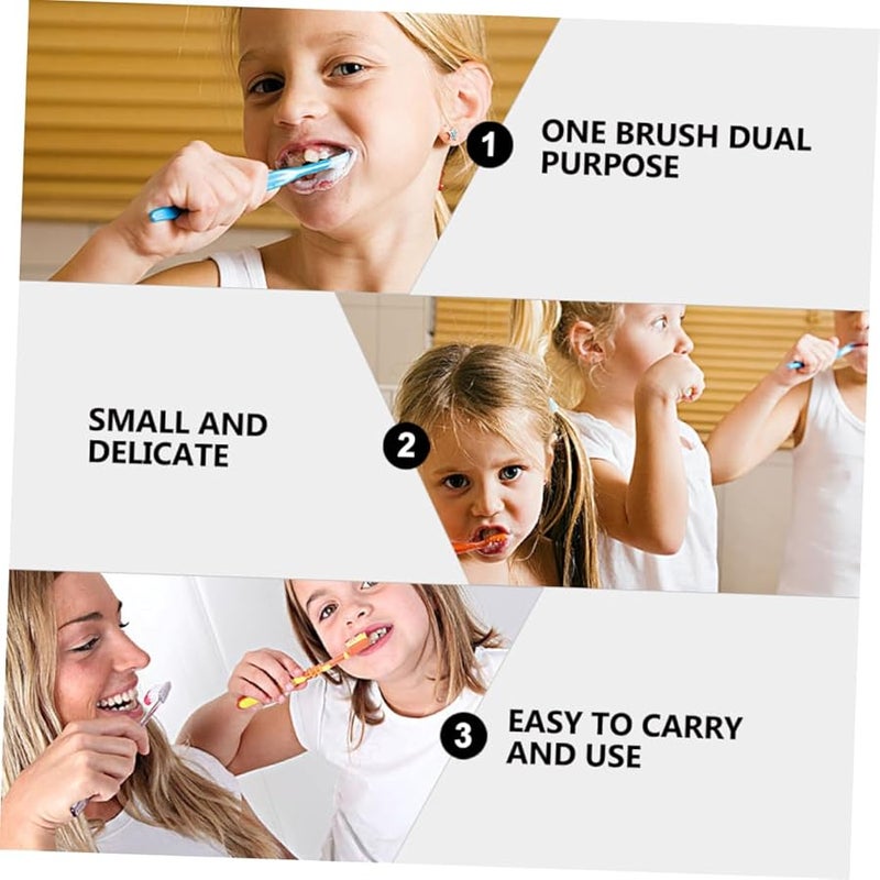 Kids Dual Purpose Toothbrush For Deep Teeth And Tongue Cleaning Soft Bristles - Image 5
