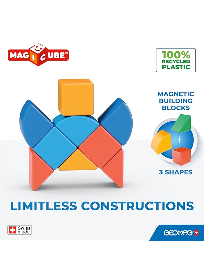 جيوماغ مجموعة بناء ماجيكوب 3 أشكال، لعبة بناء مغناطيسية تعليمية، مصنوعة في سويسرا، بلاستيك معاد تدويره بنسبة 100%، مفتوحة النهاية، مناسبة للأطفال من عمر سنة فما فوق، 9 قطع - Image 2