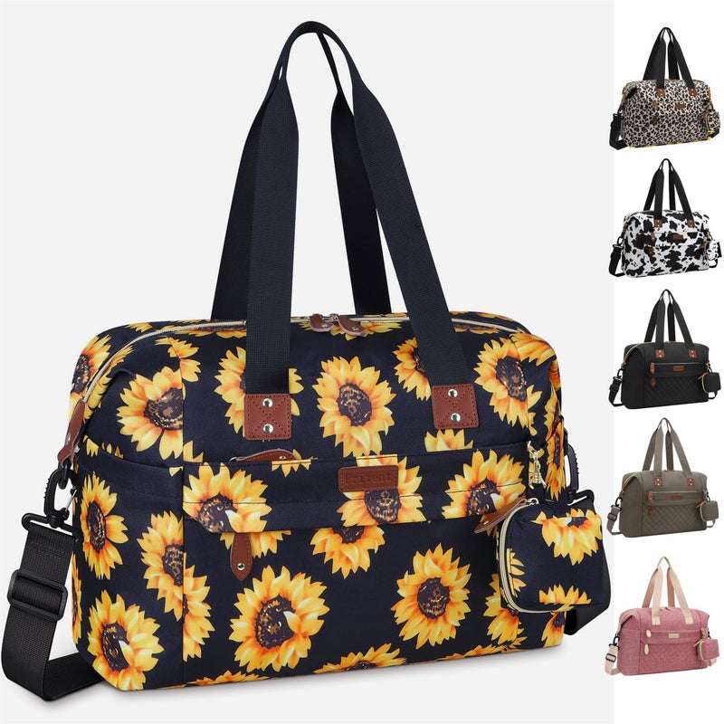 Pritent Diaper Bag Tote - Diaper Baby Bags With Pacifier Case  Shoulder Straps  Stroller Clips  Waterproof Large Mommy Maternity Travel Baby Bag For Mom And Dad  Sunflower  Medium - Image 1