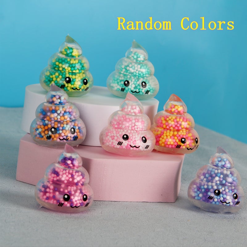 4-Pack JOOYAPIE Mini Elastic Poop-Shaped Sensory Fidget Toy - Colorful Synthetic Rubber Stress Ball, Perfect for Kids & Adults, Great for Party Gifts & Gift Bags, Multiple Colors - Image 2