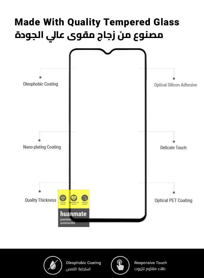 هووانميت واقي شاشة كامل مع واقي كاميرا لهاتف Samsung Galaxy A14 4G أسود/شفاف - Image 5