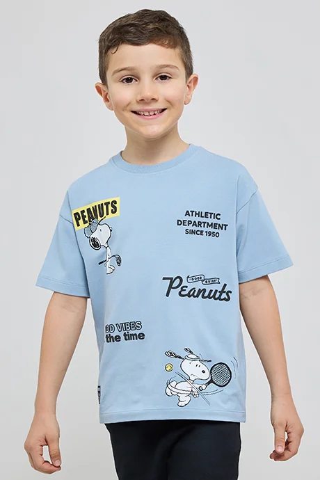 أر أند بي Snoopy Printed T-Shirt with Crew Neck and Short Sleeves