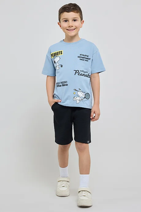 أر أند بي Snoopy Printed T-Shirt with Crew Neck and Short Sleeves