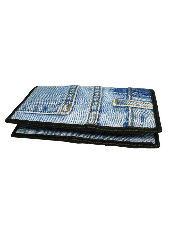 Bijoux De Ja Women Unisex Blue Denim Jean Money Id Window Cards Coin Bifold Wallet Wristlet Purse Clutch Bmw05 - Image 1