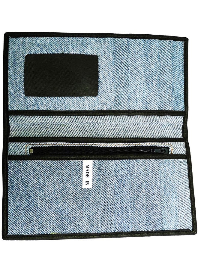 Bijoux De Ja Women Unisex Blue Denim Jean Money Id Window Cards Coin Bifold Wallet Wristlet Purse Clutch Bmw05 - Image 4