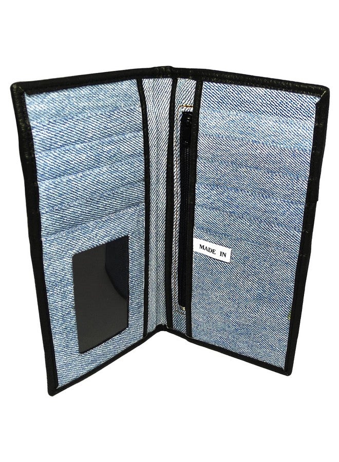 Bijoux De Ja Women Unisex Blue Denim Jean Money Id Window Cards Coin Bifold Wallet Wristlet Purse Clutch Bmw05 - Image 5