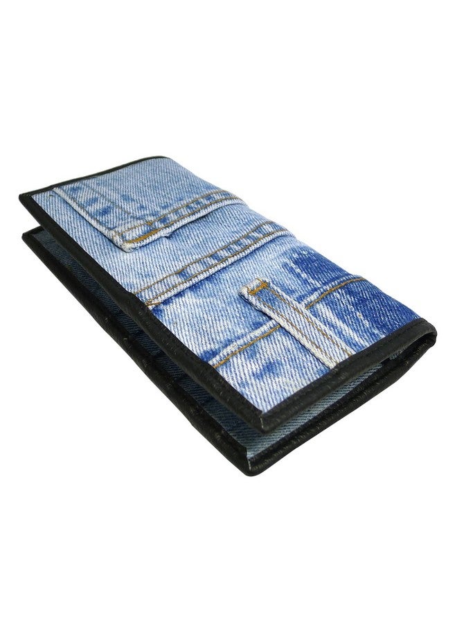 Bijoux De Ja Women Unisex Blue Denim Jean Money Id Window Cards Coin Bifold Wallet Wristlet Purse Clutch Bmw05 - Image 2