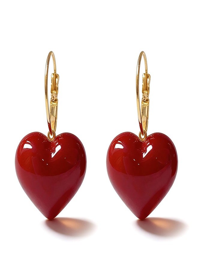 Novearring Red Heart Earrings for Women Valentines Earrings Gold Heart Hoop Women Valentines Day Gift for Her Red Dress Accessories - Image 1