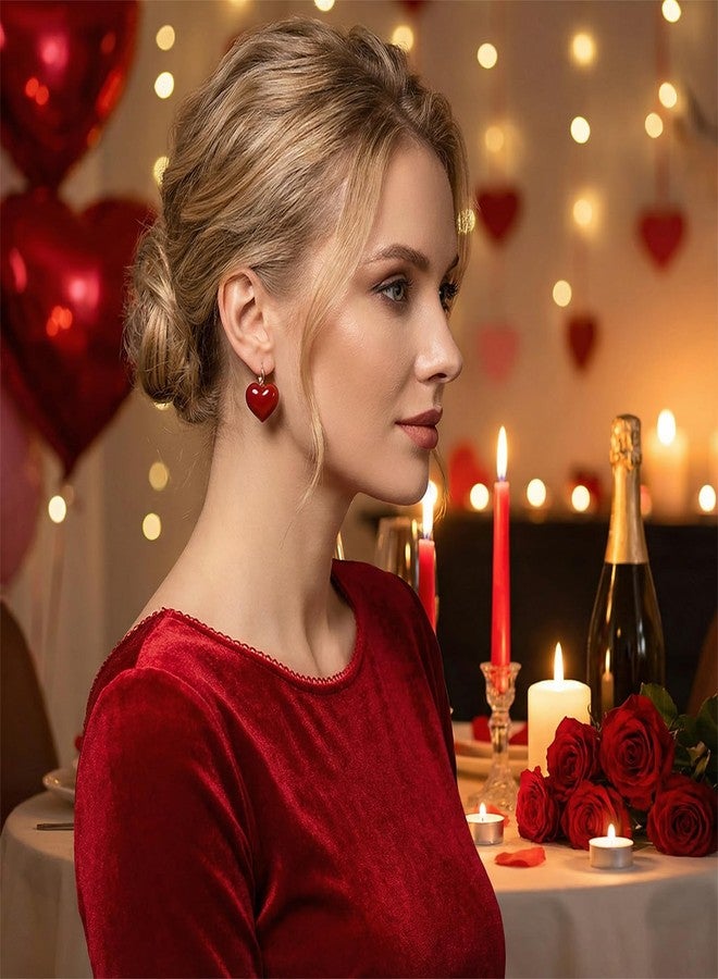 Novearring Red Heart Earrings for Women Valentines Earrings Gold Heart Hoop Women Valentines Day Gift for Her Red Dress Accessories - Image 3