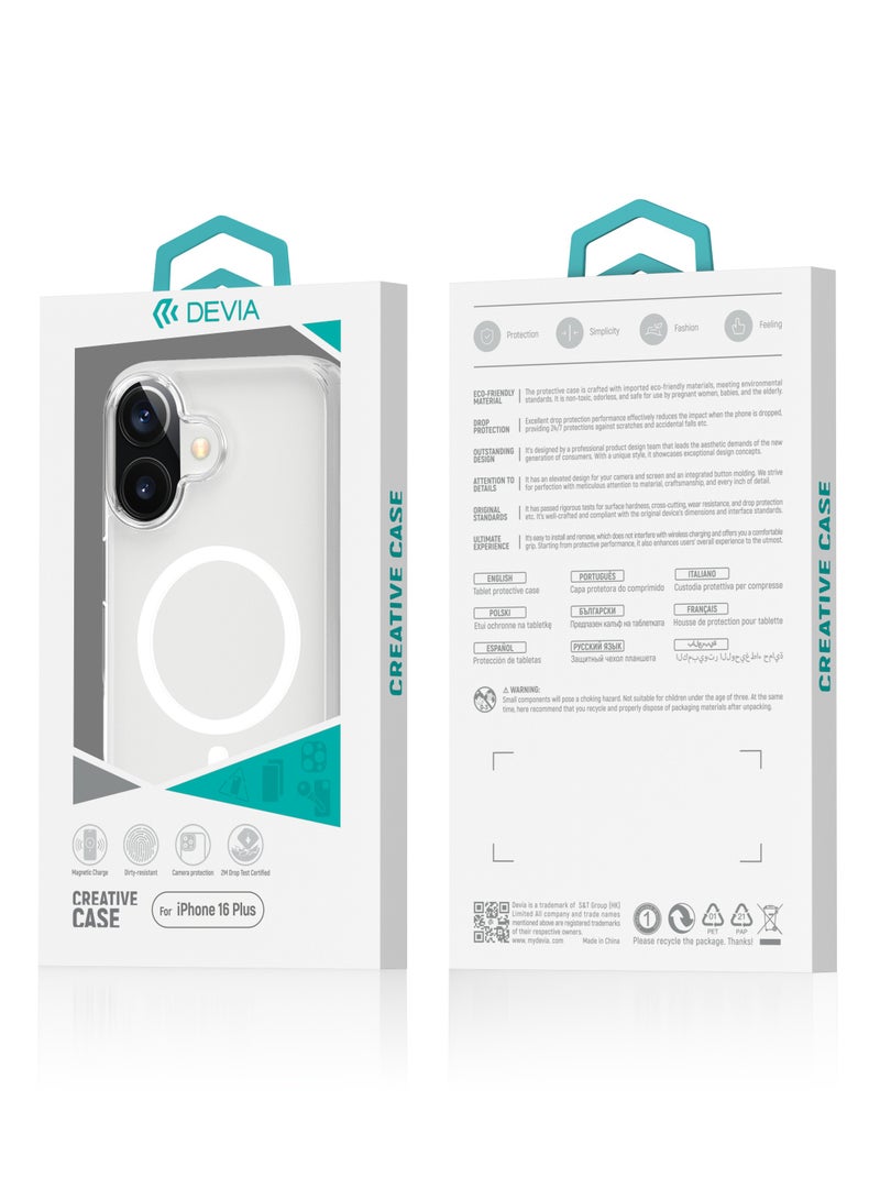 ديفيا كفر ايفون 16 بلس ماج سيف 【جراب ايفون  شفاف】شفاف مغناطيسي حاصل على شهادة اختبار السقوط من ارتفاع 1.2 متر؛  مصنوع من مواد عالية الجودة TPU+PC مع مغناطيس مدمج لضمان المحاذاة الدقيقة مع  الهاتف - Image 3