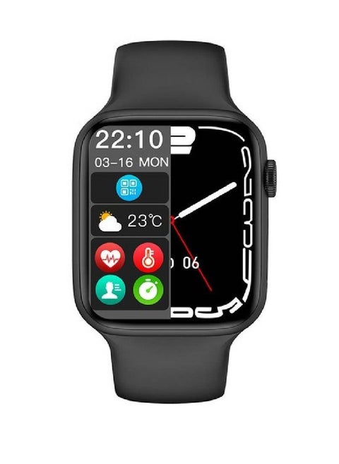 Full Touch Screen Series 7 Wireless Charging Bluetooth Call Split Screen Smartwatch For Iphone Android Black