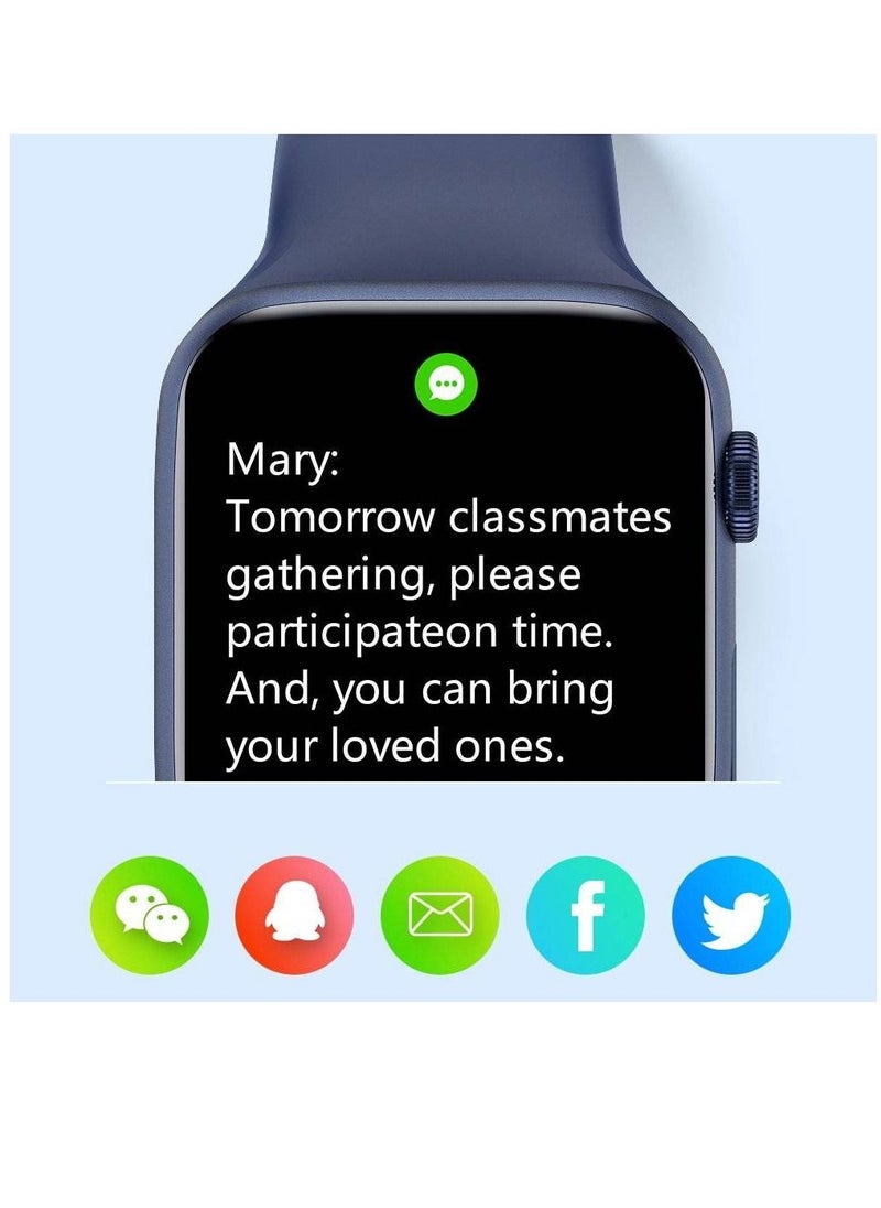 Full Touch Screen Series 7 Wireless Charging Bluetooth Call Split Screen Smartwatch For Iphone Android Black