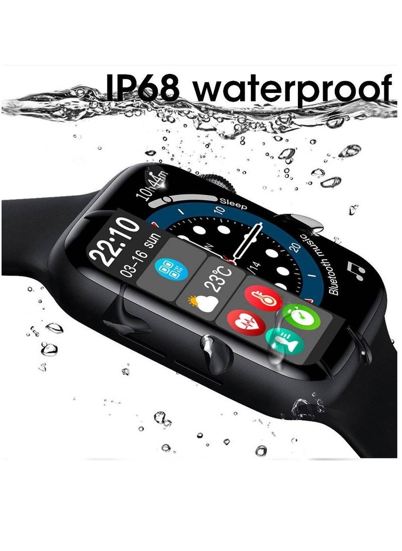 Full Touch Screen Series 7 Wireless Charging Bluetooth Call Split Screen Smartwatch For Iphone Android Black