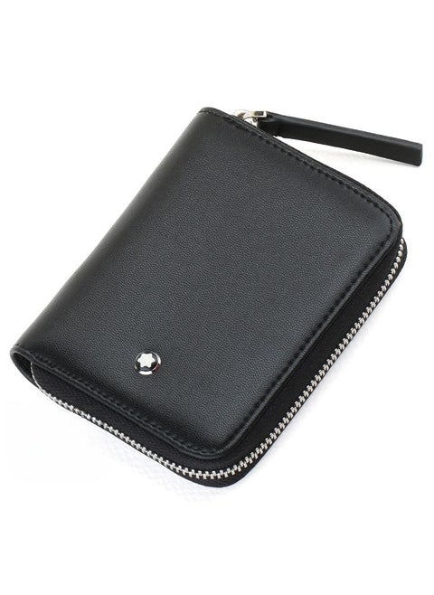 Montblanc Black Leather Coin Purse Zipper Wallet
