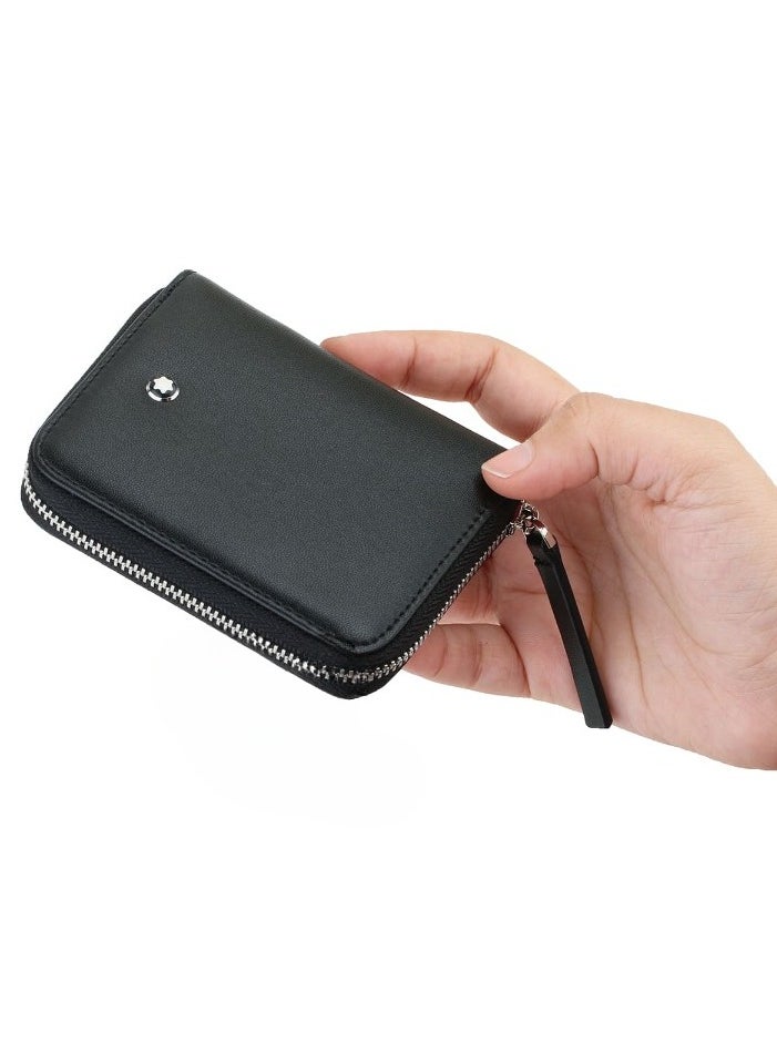 MONTBLANC - Montblanc Black Leather Coin Purse Zipper Wallet - Image 1