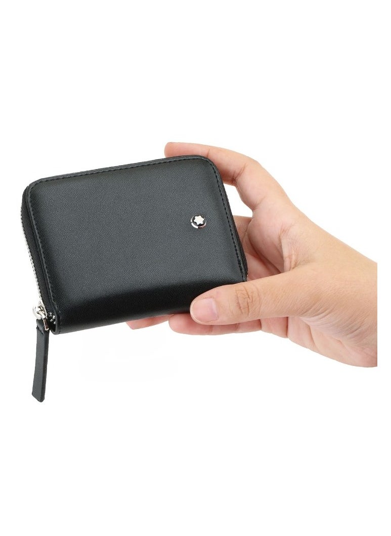MONTBLANC - Montblanc Black Leather Coin Purse Zipper Wallet - Image 1