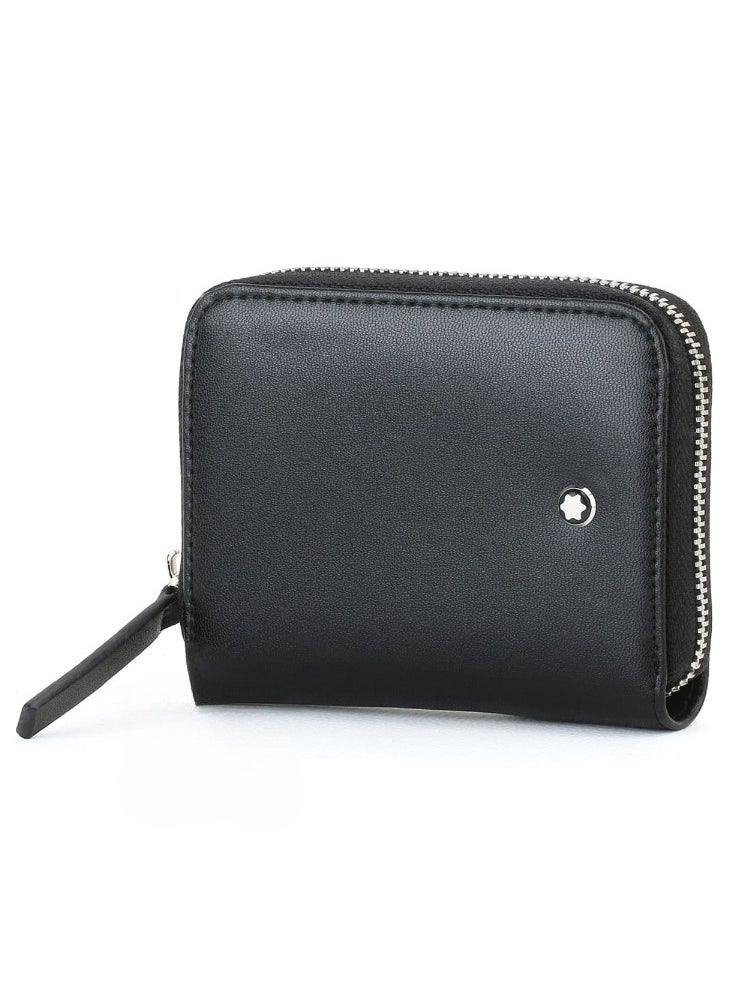 MONTBLANC - Montblanc Black Leather Coin Purse Zipper Wallet - Image 1