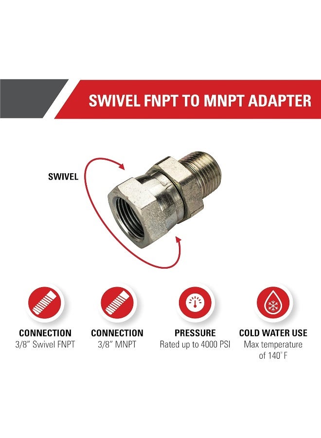 Simpson Cleaning 7100048 Replacement 3/8-Inch MNPT for Pressure Washer Pumps, 3/8 Inch Swivel FNPT, Silver - Image 2