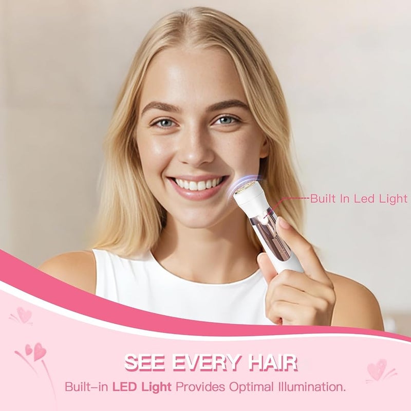 Trimma Nose Hair Trimmer for Women: 3 in1 Rechargeable Womens Facial Hair Remover and Electric Eyebrow Trimmer - Face Lips Eyebrow Nose Ear Body Painless Face Shaver with Built-in LED Light - Image 4
