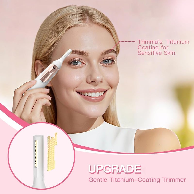 Trimma Nose Hair Trimmer for Women: 3 in1 Rechargeable Womens Facial Hair Remover and Electric Eyebrow Trimmer - Face Lips Eyebrow Nose Ear Body Painless Face Shaver with Built-in LED Light - Image 3