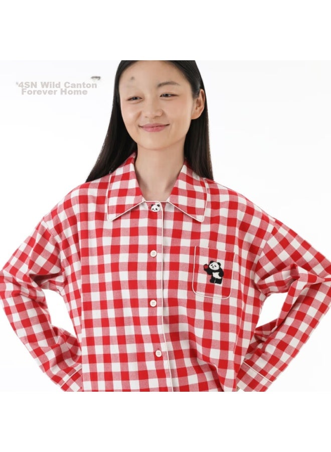 Tbh Panda Puff Thickened All-cotton Flannel Loungewear Set, Suitable For Outdoor Wear, Couple's Pajamas, Matching Styles For Men And Wome - Image 3