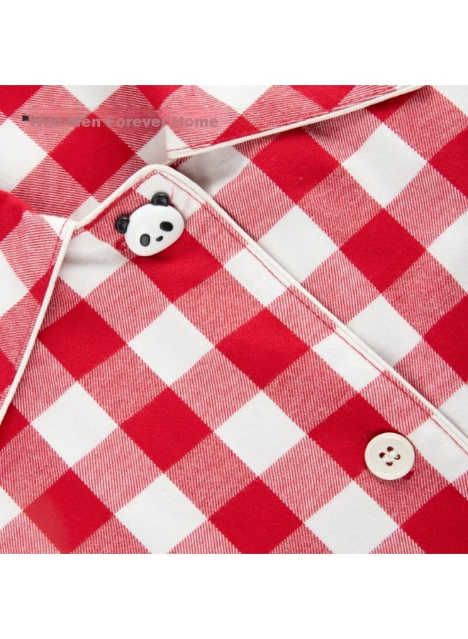 Tbh Panda Puff Thickened All-cotton Flannel Loungewear Set, Suitable For Outdoor Wear, Couple's Pajamas, Matching Styles For Men And Wome - Image 4