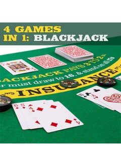 Brybelly Casino Night 4-In-1 Complete Game Set With Felts, Wheel, 100 Chips, Dice & Cards For Blackjack, Craps, Roulette & Texas Hold'Em - Green Felt Double Sided Casino Tabletop Gaming Mat  - Image 3